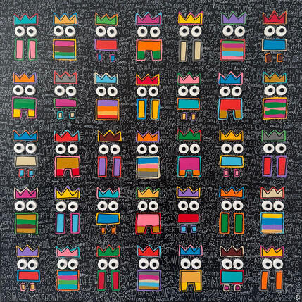 Peinture JOYEUSE BANDE par Mam | Tableau Pop-art Acrylique, Collage Icones Pop