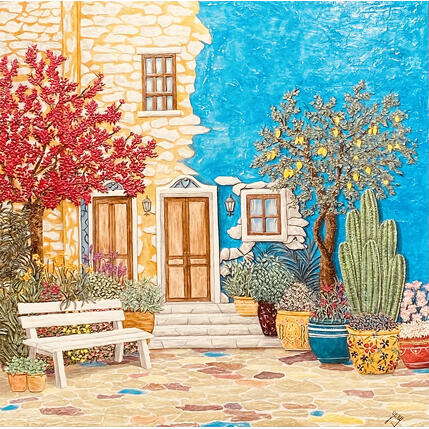 Painting Entre ocre et azur by Geiry | Painting