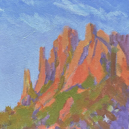 Painting Mountain Shadows by Carrillo Cindy  | Painting Figurative Oil Landscapes, Pop icons