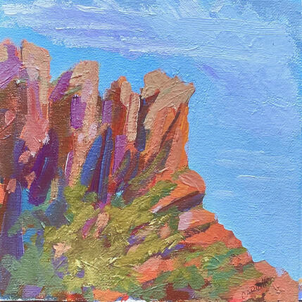 Painting Mountain Hideaway by Carrillo Cindy  | Painting Figurative Oil Landscapes, Pop icons