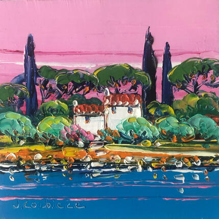 Painting La vie en rose by Corbière Liisa | Painting Figurative Oil Landscapes