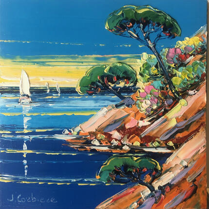 Painting Crique à l'Esterel by Corbière Liisa | Painting Figurative Oil Landscapes, Pop icons