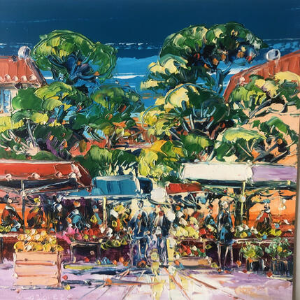 Painting Jour de marché, Nice by Corbière Liisa | Painting Figurative Oil Landscapes