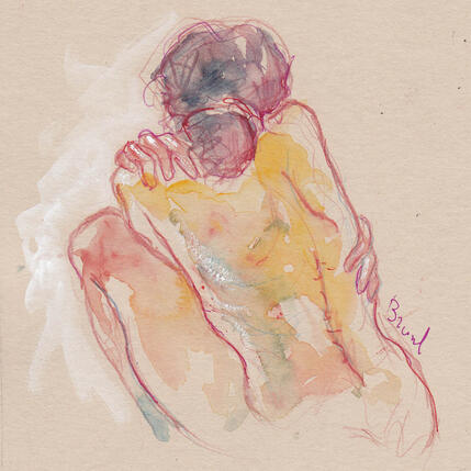 Peinture Auroa, dos jaune par Brunel Sébastien | Tableau