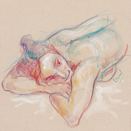 Gemälde Méline bras repliés von Brunel Sébastien | Gemälde