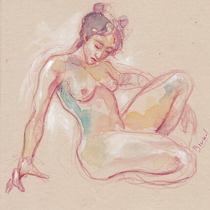 Gemälde Méline assise  von Brunel Sébastien | Gemälde