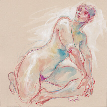 Gemälde Méline deux mains sur les genoux von Brunel Sébastien | Gemälde