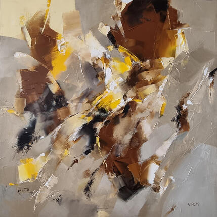 Peinture Brown and yellow in motion par Virgis | Tableau
