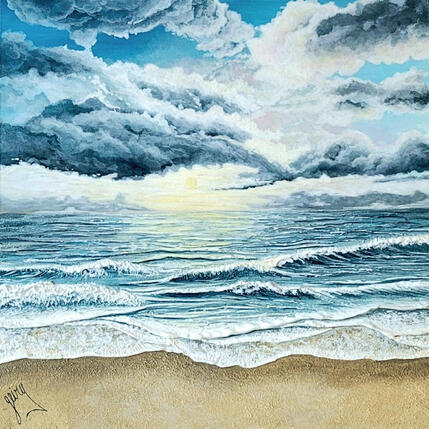 Peinture Face à l'horizon par Geiry | Tableau Matiérisme Acrylique, Résine Nature, Paysages