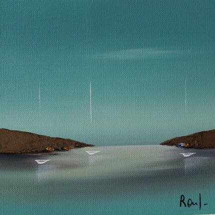 Peinture Sérénité 91 par Roussel Marie-Ange et Fanny | Tableau Figuratif Huile Marine, Minimaliste