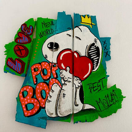 Pintura  Je t’aime por Molla Nathalie  | Pintura Pop art Acrílico, Madera, Posca Iconos pop