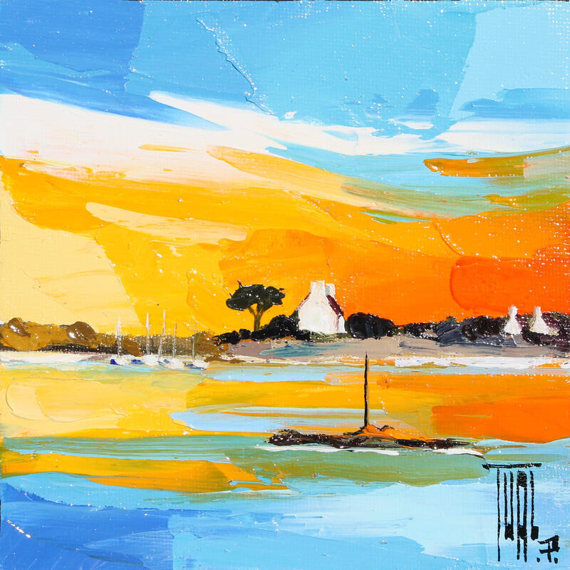 Peinture Port côtier par Tual Pierrick | Tableau