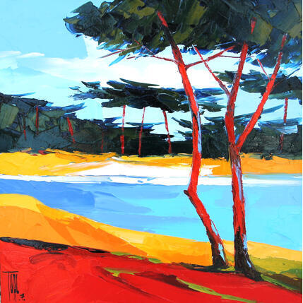 Painting La baie aux pins by Tual Pierrick | Painting