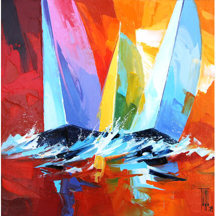 Painting Voiles au large by Tual Pierrick | Painting