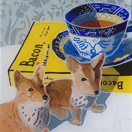 Peinture Francis refusa de les suivre à Buckingham par Auriol Philippe | Tableau Figuratif Acrylique, Plexiglas, Posca Natures mortes