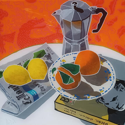 Gemälde Francis s'était servi un thé de Chine von Auriol Philippe | Gemälde Figurativ Acryl, Plexiglas, Posca Stillleben