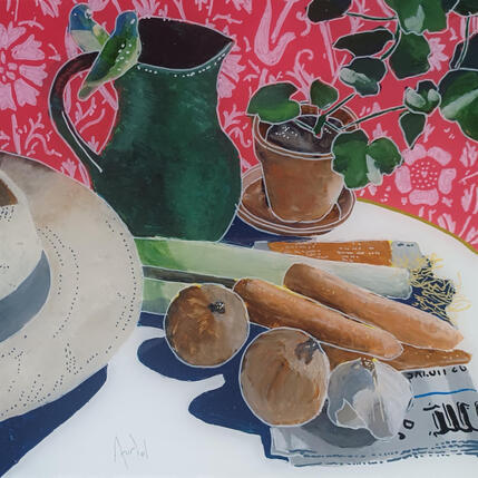 Gemälde Ils s'étaient découverts autour d'un billot de cuisine von Auriol Philippe | Gemälde Figurativ Acryl, Plexiglas, Posca Stillleben