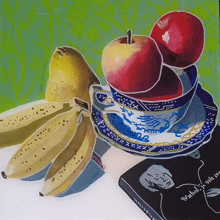 Gemälde Jean Michel commanda un hamburger pour Andy von Auriol Philippe | Gemälde Figurativ Acryl, Plexiglas, Posca Stillleben