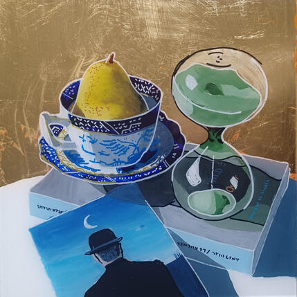 Gemälde René doutait qu'Oscar soit intéressé par les poires von Auriol Philippe | Gemälde Figurativ Acryl, Plexiglas, Posca Stillleben