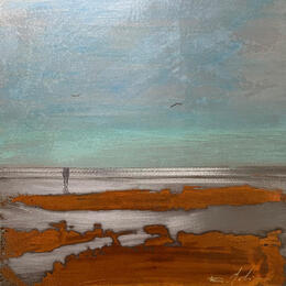 Peinture Couple plage du Lido  par Mahieu Bertrand | Tableau