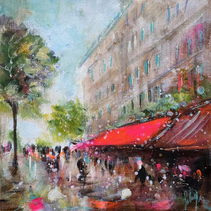 Painting Grands Boulevards by Solveiga | Painting Figurative Acrylic Architecture, Life style
