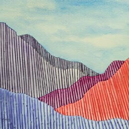 Painting Lines of distance by Vazquez Laila | Painting Figurative Paper, Watercolor Landscapes, Pop icons