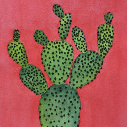 Painting Cactus portrait by Vazquez Laila | Painting Figurative Textile, Watercolor Nature, Pop icons