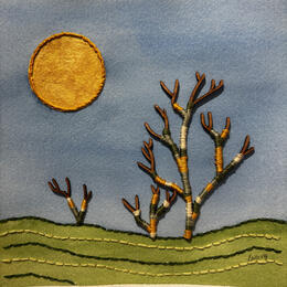 Peinture Under a Quiet Moon par Vazquez Laila | Tableau Matiérisme Aquarelle, Textile