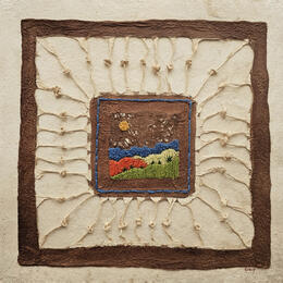 Painting Echoes of land by Vazquez Laila | Painting Figurative Paper, Textile Landscapes