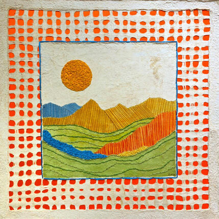 Painting Layered horizon by Vazquez Laila | Painting Subject matter Textile, Watercolor