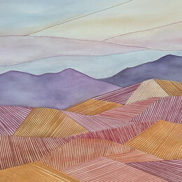 Painting Beautifully unfolding by Vazquez Laila | Painting Abstract Textile, Watercolor Landscapes