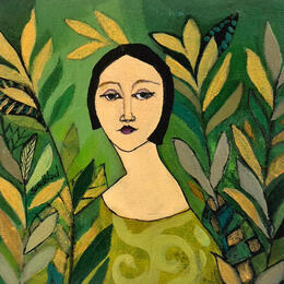 Peinture Entre les feuilles par Sundblad Silvina | Tableau Figuratif Acrylique, Pastel