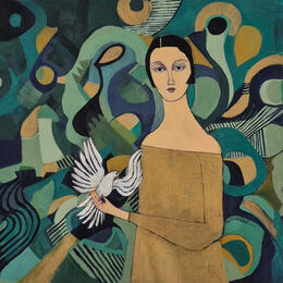 Painting Paix by Sundblad Silvina | Painting Figurative Acrylic, Pastel