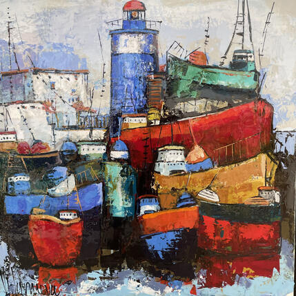 Gemälde Puerto azul faro von Villanueva Puigdelliura Natalia | Gemälde
