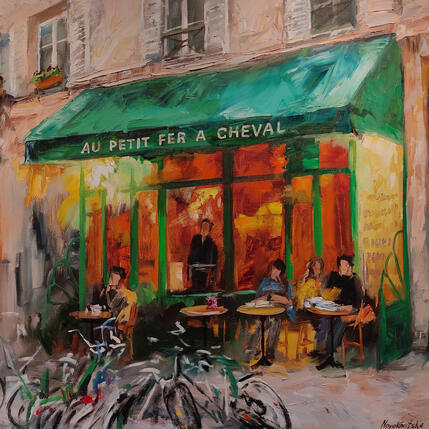 Painting Au petit fer à cheval by Novokhatska Olga | Painting Figurative Acrylic, Oil Urban