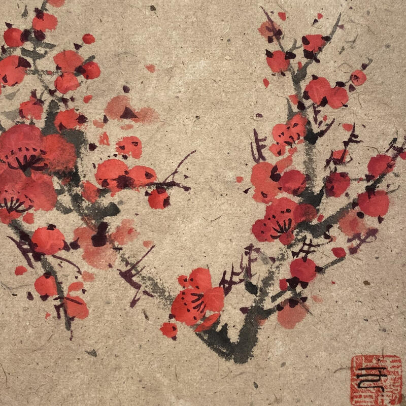 Painting Some cherry blossom by Yu Huan Huan | Painting Figurative Ink