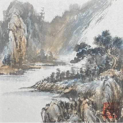 Peinture Lakeside par Yu Huan Huan | Tableau Figuratif Encre