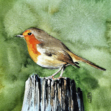 Painting Le rouge-gorge by Baudry Claire | Painting