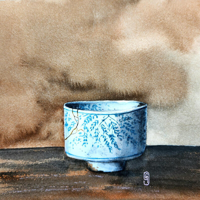 Painting La félure by Baudry Claire | Painting Figurative Still-life Watercolor