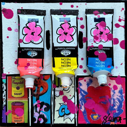 Gemälde pop tubes von Costa Sophie | Gemälde Pop-Art Acryl, Collage, Upcycling Pop-Ikonen