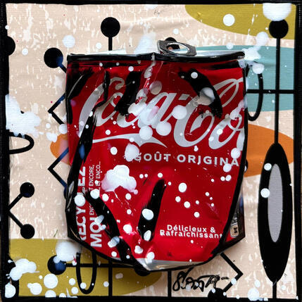 Gemälde Vintage coke von Costa Sophie | Gemälde Pop-Art Acryl, Collage, Upcycling
