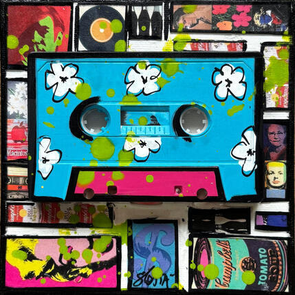 Peinture POP K7 (bleu) par Costa Sophie | Tableau