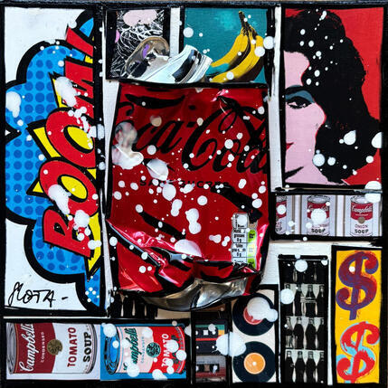 Pintura POP COKE (Boom) por Costa Sophie | Pintura Pop art Acrílico, Collage, Supraciclaje Iconos pop