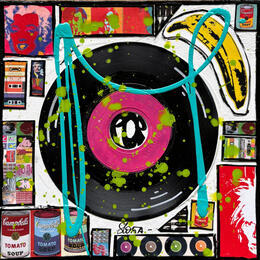 Painting POP VINYLE (rose) by Costa Sophie | Painting