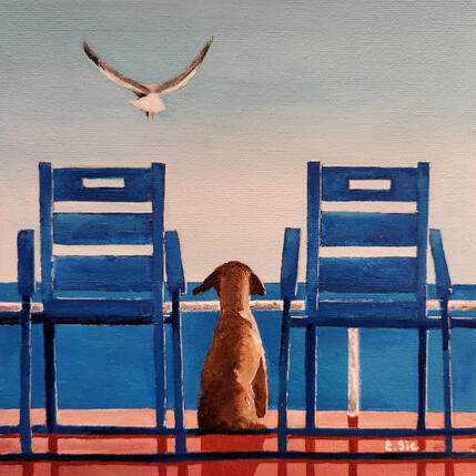 Painting Dog guard in Nice by Sie Evelyne | Painting