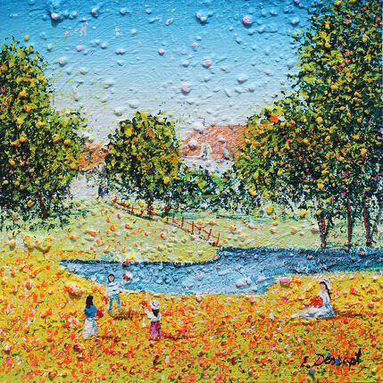 Peinture souvenir par Dessapt Elika | Tableau Impressionnisme Acrylique, Sable
