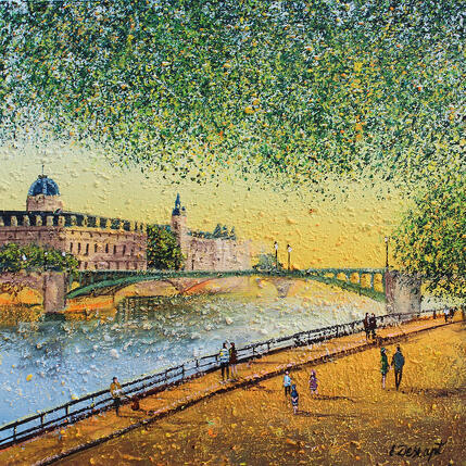 Painting Coucher de soleil sur la seine by Dessapt Elika | Painting Impressionism Acrylic, Sand