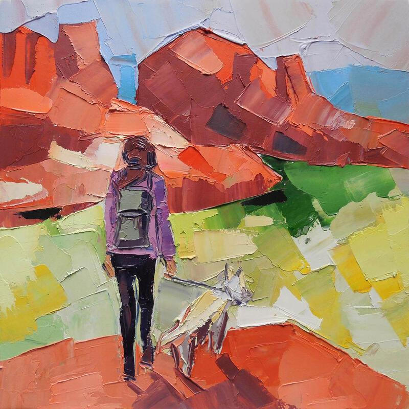 Painting Walk in Sedona by Lunetskaya Elena | Painting Figurative Oil