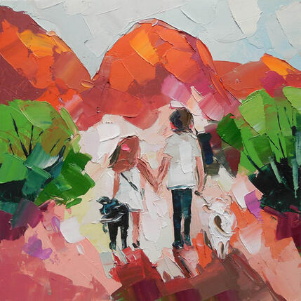 Painting Walk with brother  by Lunetskaya Elena | Painting Figurative Oil