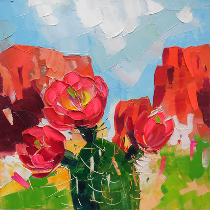 Painting Red Desert by Lunetskaya Elena | Painting Figurative Cardboard, Oil Landscapes, Minimalist, Nature